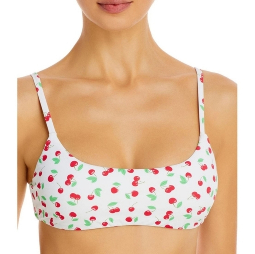🆕️ Aqua Swim Square Neck Bralette Cherry Print Bikini Top